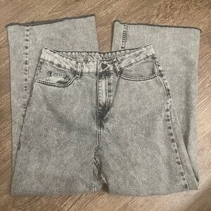 ASOS RECLAIMED VINTAGE High Waist Wide Leg Cropped Jeans Gray Wash 28 x 26